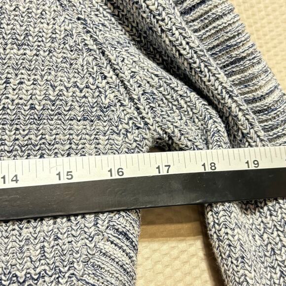 Wrap London Navy White Marled Cotton Sweater Crossover Front Size US Small - Picture 7 of 9